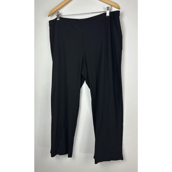 Eileen Fisher System Stretch Crepe Straight Pant Easy Fit Pull On Black Size XL - Picture 2 of 9